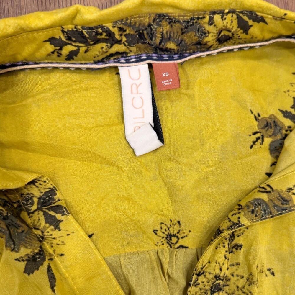 Anthropologie Pilcro The Romy Relaxed Button down in Chartreuse Floral Size XS - Picture 5 of 8